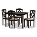 Baxton Studio Ruth Modern and Contemporary Beige Fabric Upholstered and Dark Brown Finished 5-Piece Dining Set - BSORH133C-Dark Brown/Sand Dining Set