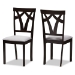 Baxton Studio Sylvia Modern and Contemporary Grey Fabric Upholstered and Dark Brown Finished Dining Chair Set of 2