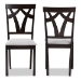 Baxton Studio Sylvia Modern and Contemporary Grey Fabric Upholstered and Dark Brown Finished Dining Chair Set of 2 - BSORH146C-Dark Brown/Grey-DC