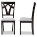 Baxton Studio Sylvia Modern and Contemporary Grey Fabric Upholstered and Dark Brown Finished Dining Chair Set of 2 - BSORH146C-Dark Brown/Grey-DC