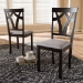 Baxton Studio Sylvia Modern and Contemporary Grey Fabric Upholstered and Dark Brown Finished Dining Chair Set of 2 - BSORH146C-Dark Brown/Grey-DC
