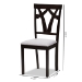 Baxton Studio Sylvia Modern and Contemporary Grey Fabric Upholstered and Dark Brown Finished Dining Chair Set of 2 - BSORH146C-Dark Brown/Grey-DC