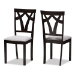 Baxton Studio Sylvia Modern and Contemporary Grey Fabric Upholstered and Dark Brown Finished 5-Piece Dining Set - BSORH146C-Dark Brown/Grey Dining Set