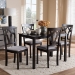 Baxton Studio Sylvia Modern and Contemporary Grey Fabric Upholstered and Dark Brown Finished 5-Piece Dining Set - BSORH146C-Dark Brown/Grey Dining Set