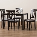 Baxton Studio Sylvia Modern and Contemporary Grey Fabric Upholstered and Dark Brown Finished 5-Piece Dining Set - BSORH146C-Dark Brown/Grey Dining Set