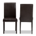 Baxton Studio Mia Modern and Contemporary Dark Brown Faux Leather Upholstered Dining Chair Set of 2 - BSORH5992C-Dark Brown-DC