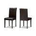 Baxton Studio Mia Modern and Contemporary Dark Brown Faux Leather Upholstered 5-Piece Dining Set - BSORH5992C-Dark Brown Dining Set