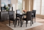 Baxton Studio Mia Modern and Contemporary Dark Brown Faux Leather Upholstered 5-Piece Dining Set - BSORH5992C-Dark Brown Dining Set