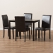 Baxton Studio Mia Modern and Contemporary Dark Brown Faux Leather Upholstered 5-Piece Dining Set - BSORH5992C-Dark Brown Dining Set