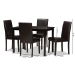 Baxton Studio Mia Modern and Contemporary Dark Brown Faux Leather Upholstered 5-Piece Dining Set - BSORH5992C-Dark Brown Dining Set