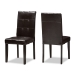 Baxton Studio Avery Modern and Contemporary Dark Brown Faux Leather Upholstered Dining Chair Set of 2