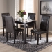 Baxton Studio Avery Modern and Contemporary Dark Brown Faux Leather Upholstered 5-Piece Dining Set - BSORH5991C-Dark Brown Dining Set