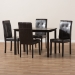 Baxton Studio Avery Modern and Contemporary Dark Brown Faux Leather Upholstered 5-Piece Dining Set - BSORH5991C-Dark Brown Dining Set