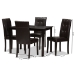 Baxton Studio Avery Modern and Contemporary Dark Brown Faux Leather Upholstered 5-Piece Dining Set - BSORH5991C-Dark Brown Dining Set