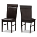 Baxton Studio Thea Modern and Contemporary Dark Brown Faux Leather Upholstered Dining Chair Set of 2