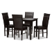 Baxton Studio Thea Modern and Contemporary Dark Brown Faux Leather Upholstered 5-Piece Dining Set