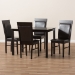 Baxton Studio Thea Modern and Contemporary Dark Brown Faux Leather Upholstered 5-Piece Dining Set - BSORH131C-Dark Brown Dining Set