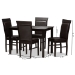 Baxton Studio Thea Modern and Contemporary Dark Brown Faux Leather Upholstered 5-Piece Dining Set - BSORH131C-Dark Brown Dining Set