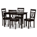 Baxton Studio Rosie Modern and Contemporary Dark Brown Faux Leather Upholstered 5-Piece Dining Set