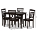 Baxton Studio Rosie Modern and Contemporary Dark Brown Faux Leather Upholstered 5-Piece Dining Set - BSORH123C-Dark Brown Dining Set