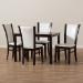 Baxton Studio Adley Modern and Contemporary 5-Piece Dark Brown Finished White Faux Leather Dining Set - BSORH5510C-Dark Brown/White Dining Set