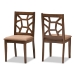 Baxton Studio Abilene Mid-Century Light Brown Fabric Upholstered and Walnut Brown Finished Dining Chair Set of 2