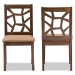 Baxton Studio Abilene Mid-Century Light Brown Fabric Upholstered and Walnut Brown Finished Dining Chair Set of 2 - BSORH3010C-Walnut/Light Brown-DC