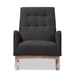 Baxton Studio Marlena Mid-Century Modern Dark Grey Fabric Upholstered Whitewash Wood Rocking Chair - BSOBBT5308-Dark Grey RC