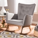 Baxton Studio Waldmann Mid-Century Modern Grey Fabric Upholstered Rocking Chair - BSOBBT5303-Grey-RC
