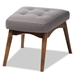 Baxton Studio Waldmann Mid-Century Modern Grey Fabric Upholstered Rocking Chair and Ottoman Set - BSOBBT5303-Grey-RC-Otto-Set