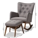 Baxton Studio Waldmann Mid-Century Modern Grey Fabric Upholstered Rocking Chair and Ottoman Set - BSOBBT5303-Grey-RC-Otto-Set