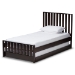 Baxton Studio Harlan Modern Classic Mission Style Dark Brown-Finished Wood Twin Platform Bed with Trundle - BSOHT1701-Espresso Brown-Twin-TRDL