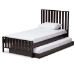 Baxton Studio Harlan Modern Classic Mission Style Dark Brown-Finished Wood Twin Platform Bed with Trundle - BSOHT1701-Espresso Brown-Twin-TRDL