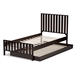 Baxton Studio Harlan Modern Classic Mission Style Dark Brown-Finished Wood Twin Platform Bed with Trundle - BSOHT1701-Espresso Brown-Twin-TRDL