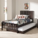 Baxton Studio Harlan Modern Classic Mission Style Dark Brown-Finished Wood Twin Platform Bed with Trundle - BSOHT1701-Espresso Brown-Twin-TRDL