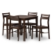 Baxton Studio Lovy Modern and Contemporary Walnut-Finished 5-Piece Dining Set