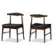 Baxton Studio Winton Mid-Century Modern Walnut Wood Dining Chair Set of 2