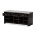 Baxton Studio Modern and Contemporary Espresso Finished Grey Fabric Upholstered Cushioned Entryway Bench - BSOWI5374-Gray