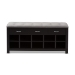 Baxton Studio Modern and Contemporary Espresso Finished Grey Fabric Upholstered Cushioned Entryway Bench - BSOWI5374-Gray