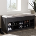 Baxton Studio Modern and Contemporary Espresso Finished Grey Fabric Upholstered Cushioned Entryway Bench - BSOWI5374-Gray