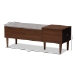 Baxton Studio Merrick Mid-century Retro Modern 1-drawer 2-tone Oak and Dark Brown Wood Entryway Storage Grey Fabric Cushioned Bench Shoe Rack Cabinet Organizer - BSOFP-6789-Gray/Oak/Espresso