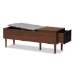 Baxton Studio Merrick Mid-century Retro Modern 1-drawer 2-tone Oak and Dark Brown Wood Entryway Storage Grey Fabric Cushioned Bench Shoe Rack Cabinet Organizer - BSOFP-6789-Gray/Oak/Espresso