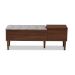 Baxton Studio Merrick Mid-century Retro Modern 1-drawer 2-tone Oak and Dark Brown Wood Entryway Storage Grey Fabric Cushioned Bench Shoe Rack Cabinet Organizer - BSOFP-6789-Gray/Oak/Espresso