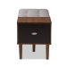Baxton Studio Merrick Mid-century Retro Modern 1-drawer 2-tone Oak and Dark Brown Wood Entryway Storage Grey Fabric Cushioned Bench Shoe Rack Cabinet Organizer - BSOFP-6789-Gray/Oak/Espresso
