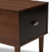 Baxton Studio Merrick Mid-century Retro Modern 1-drawer 2-tone Oak and Dark Brown Wood Entryway Storage Grey Fabric Cushioned Bench Shoe Rack Cabinet Organizer - BSOFP-6789-Gray/Oak/Espresso