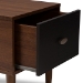 Baxton Studio Merrick Mid-century Retro Modern 1-drawer 2-tone Oak and Dark Brown Wood Entryway Storage Grey Fabric Cushioned Bench Shoe Rack Cabinet Organizer - BSOFP-6789-Gray/Oak/Espresso