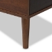 Baxton Studio Merrick Mid-century Retro Modern 1-drawer 2-tone Oak and Dark Brown Wood Entryway Storage Grey Fabric Cushioned Bench Shoe Rack Cabinet Organizer - BSOFP-6789-Gray/Oak/Espresso
