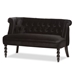 Baxton Studio Flax Victorian Style Contemporary Black Velvet Fabric Upholstered 2-seater Loveseat