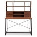 Baxton Studio Edwin Rustic Industrial Style Brown Wood and Metal 2-in-1 Bookcase Writing Desk - BSOWS12202-Coffee/Black