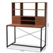 Baxton Studio Edwin Rustic Industrial Style Brown Wood and Metal 2-in-1 Bookcase Writing Desk - BSOWS12202-Coffee/Black